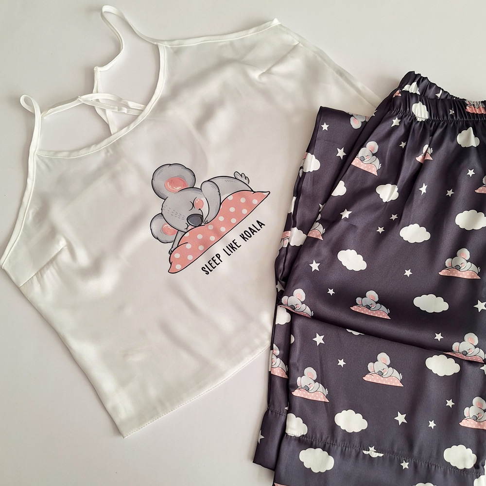 تاپ شلوار ساتن طرح کوالا