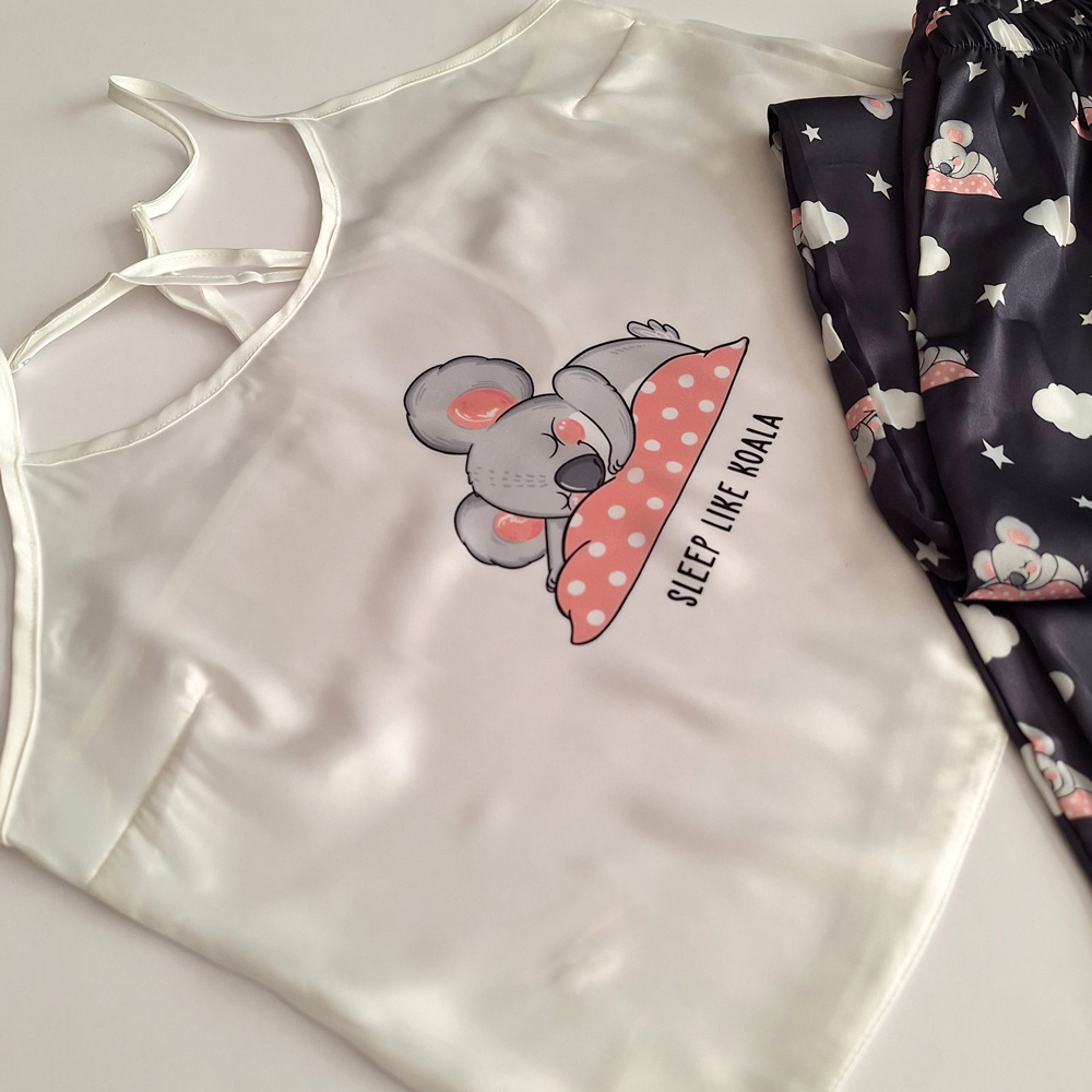 تاپ شلوار ساتن طرح کوالا