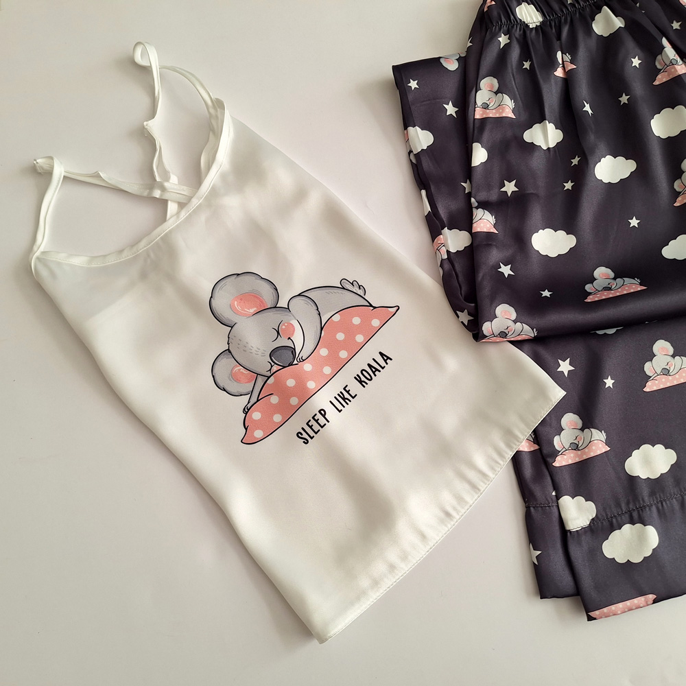 تاپ شلوار ساتن طرح کوالا