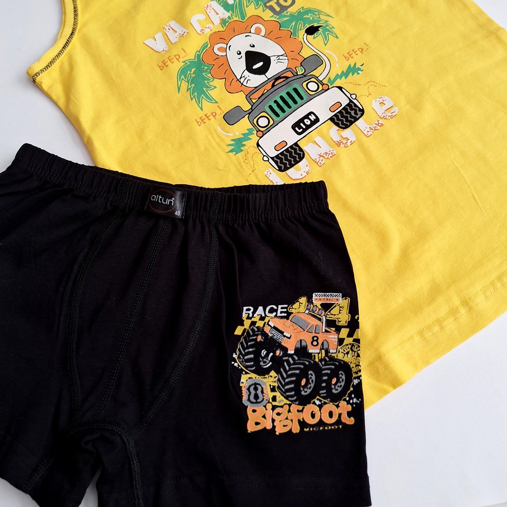 ست تاپ شورتک پسرانه زرد