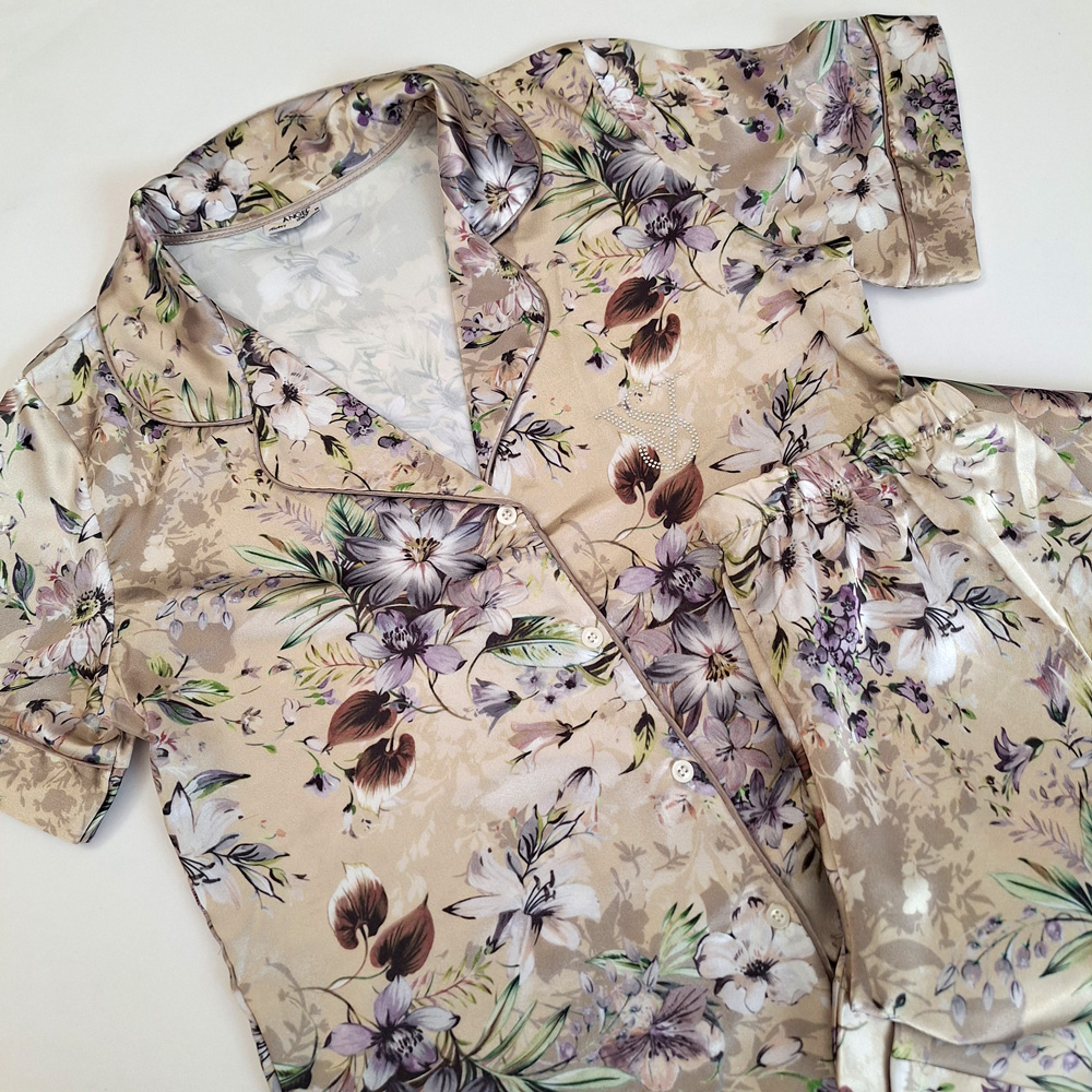 بلوز شلوار ساتن طرح گل  angel