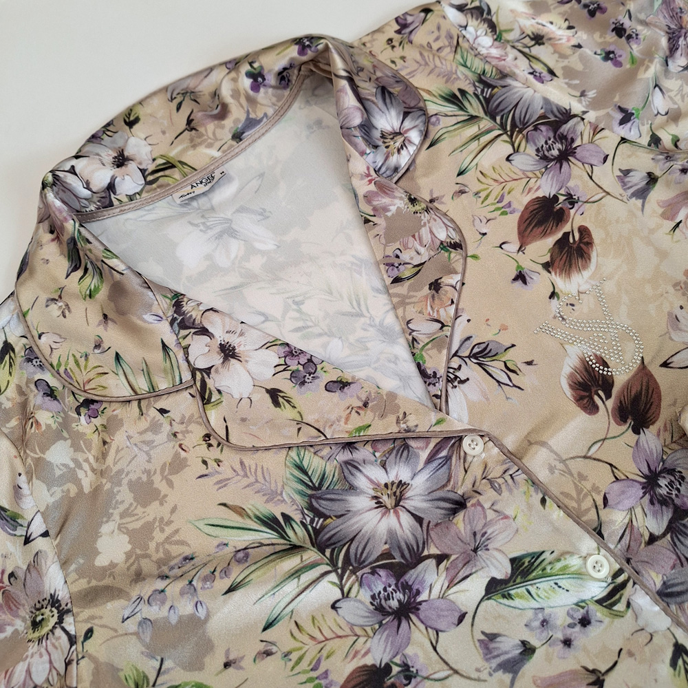 بلوز شلوار ساتن طرح گل  angel